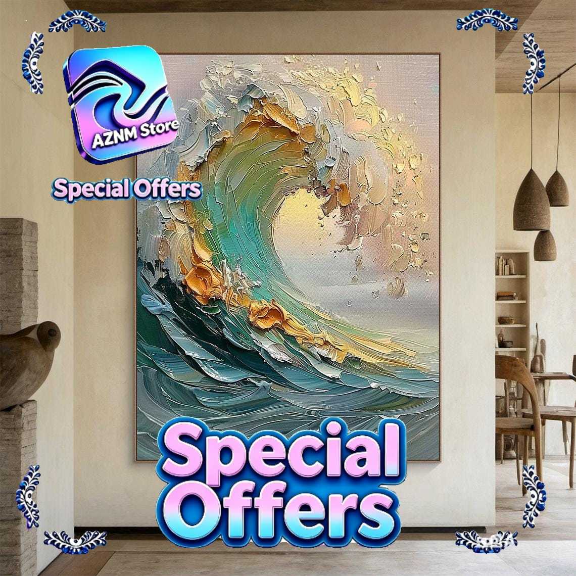 3D Printing Room - 3D Beige Large Canvas Abstract Handmade