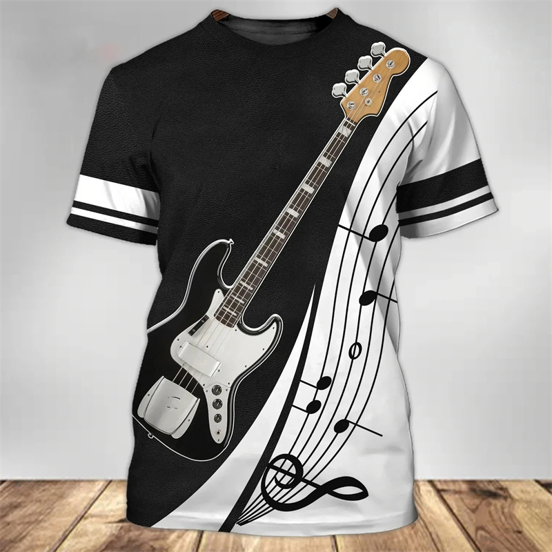3D Printing Guitar - Fashion 3D Guitar Print T Shirt
