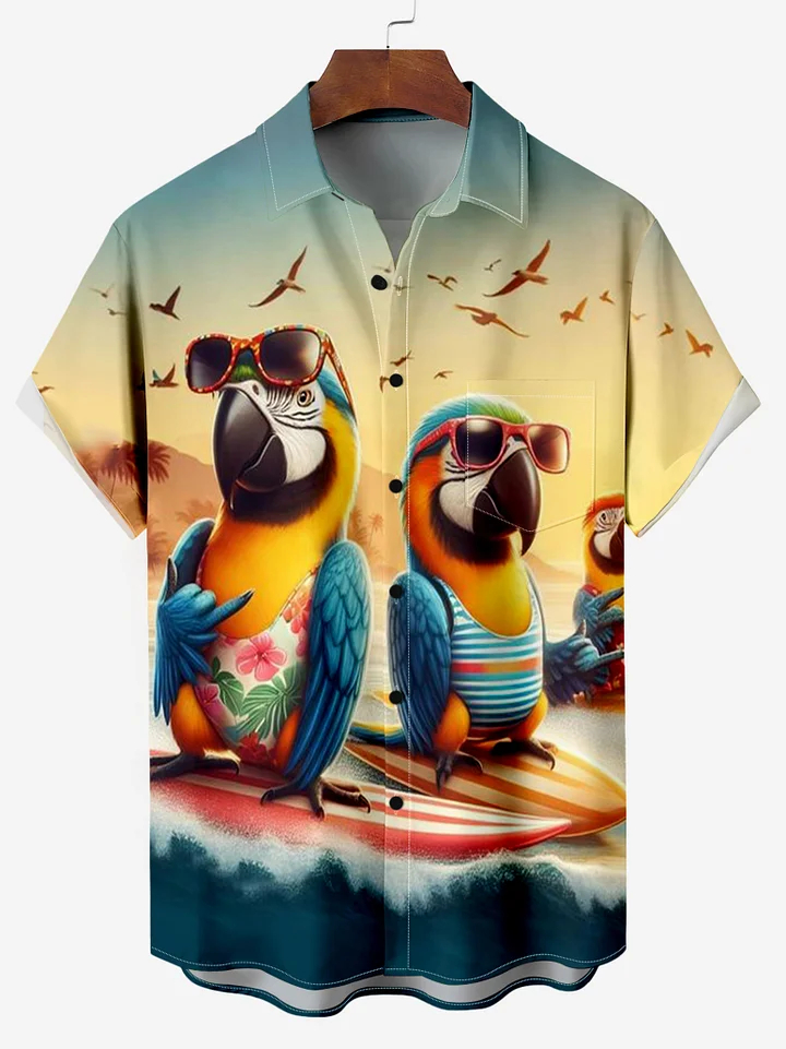 3D Printing Guitar - Attractive Parrot Men's Guitar Hawaiian shirts