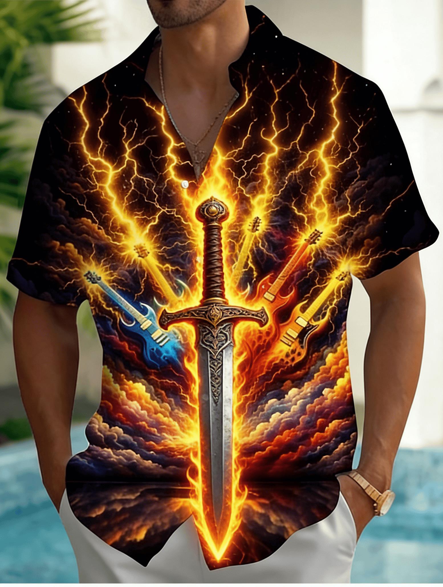 3D Printing Guitar - Men's Lightning Guitar 3D Print Short