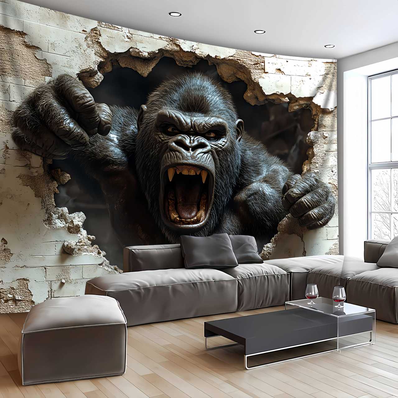 3D Printing Room - 1pc 3D Dynamic Gorilla Wall Burst
