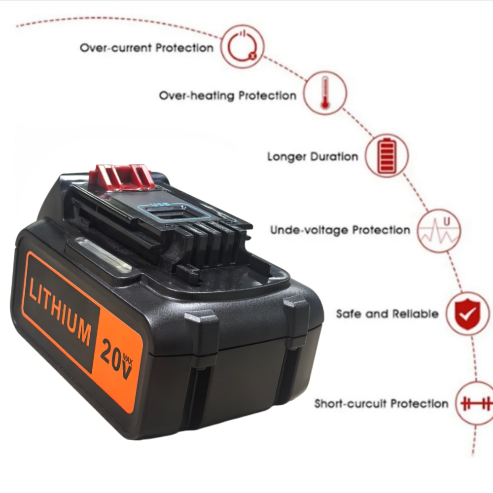 8Ah High Capacity Replacement  - Black+Decker Tool 20V Max recension och pris