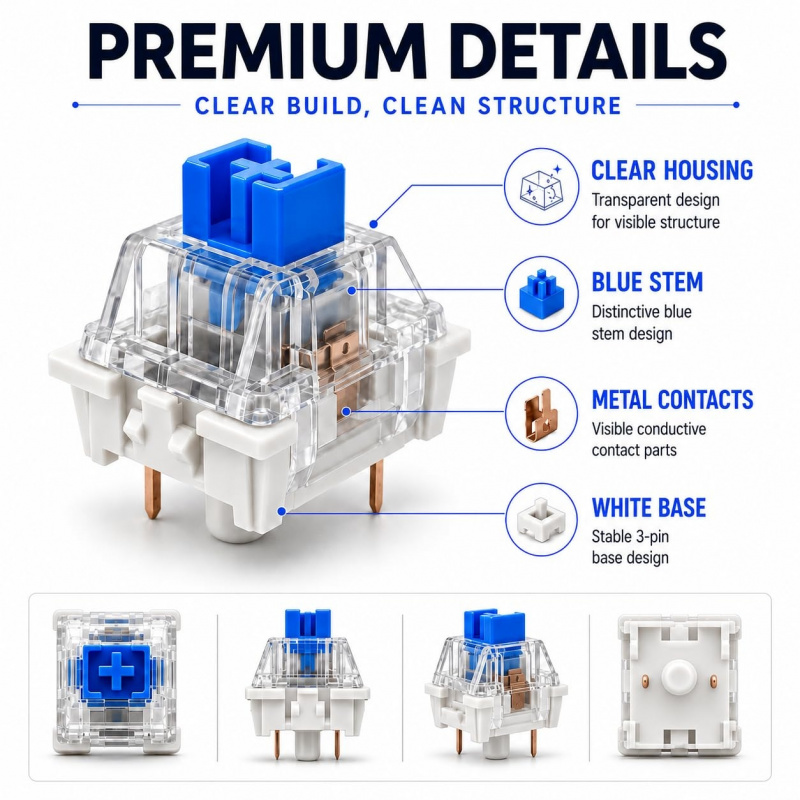 60PCS Blue Mechanical Keyboard - 3D Print Removal Tool recension och pris