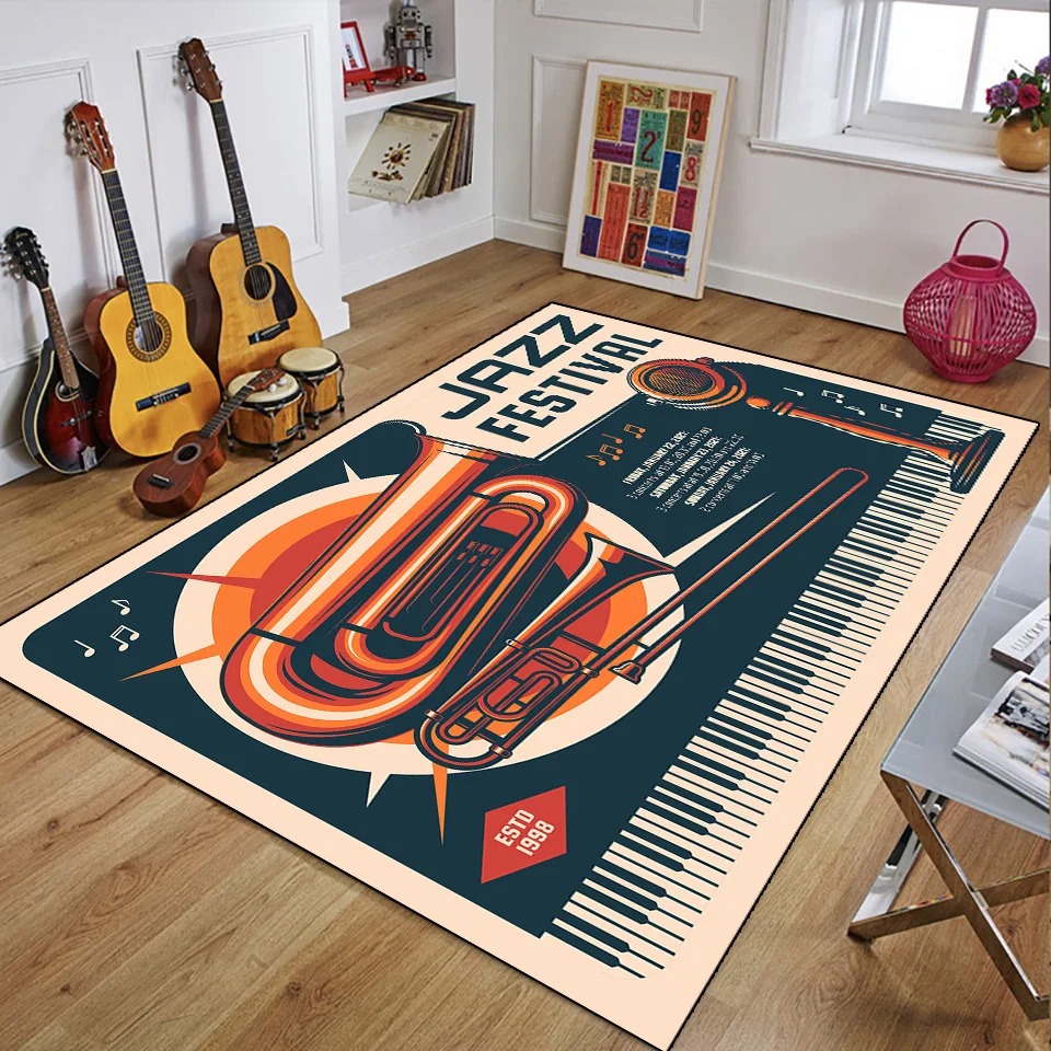 Retro Music Rugs for Bedroom D - 3D Printing Guitar recension och pris