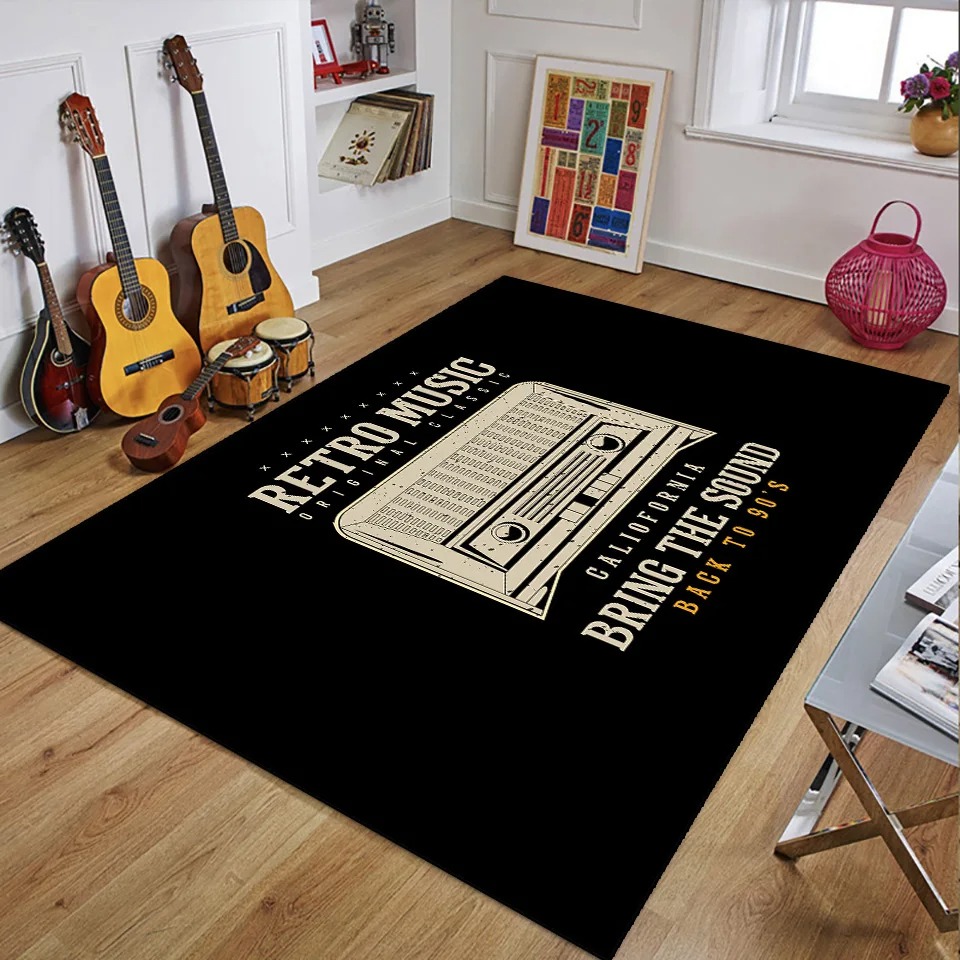 Retro Music Rugs for Bedroom D - 3D Printing Guitar recension och pris